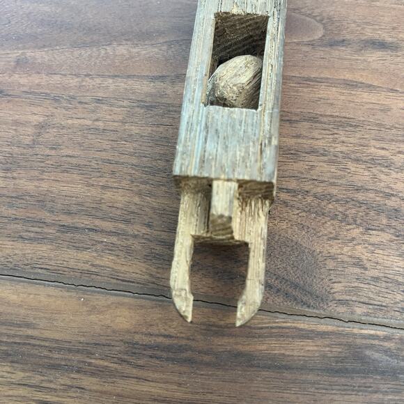 Antique Wooden Whimsy Hand Carved Wood Balls in Cage Frame - Picture 3 of 6